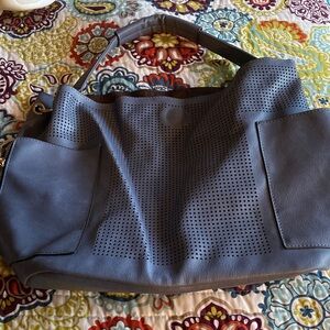 Chic Blue Perforated Shoulder Bag